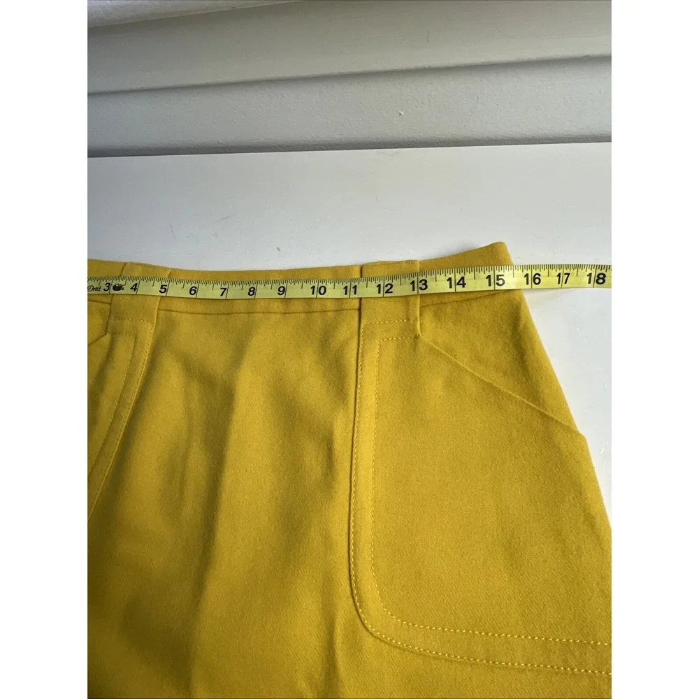 J. Crew Pencil Mini Skirt Wool  Yellow Zipper‎ Pockets, Size 4 Lined
